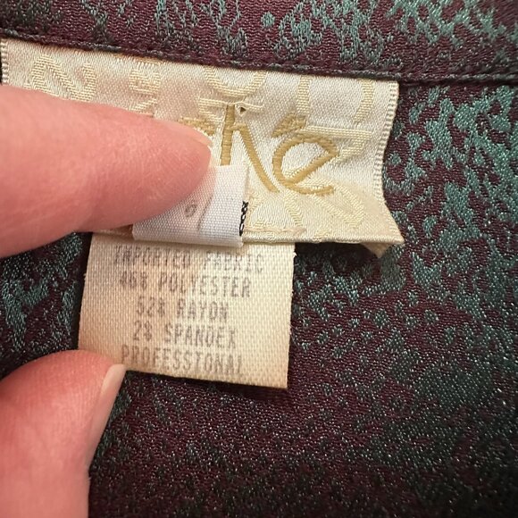 Vintage Cache Iridescent Wrap Shirt Blouse Women's 4 XS Green Snake Print - Picture 4 of 6